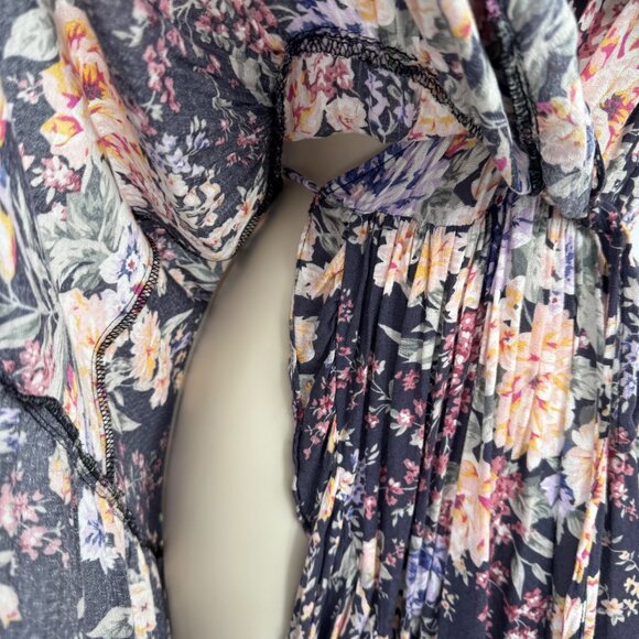 Auguste the Label Dahlia Cascade Wrap Mini Ink Woman’s size 2 floral wrap dress - Picture 5 of 12